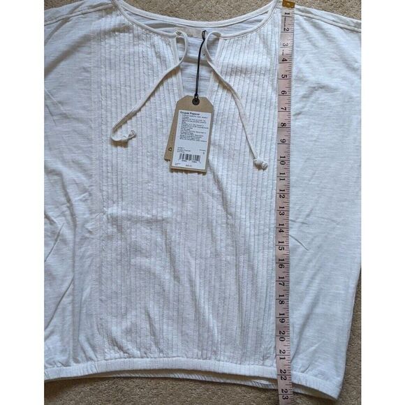 Prana Ocupas Popover Soft White Semi-Sheer Organic Cotton Blend Top Small - Picture 6 of 10